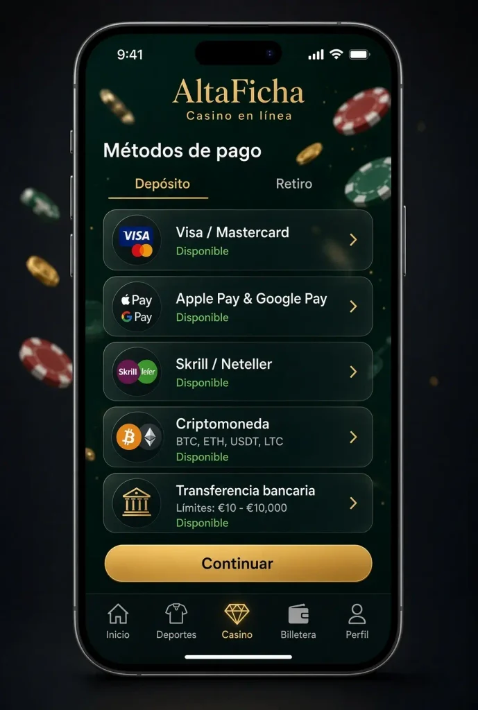 Teléfono con métodos de depósito