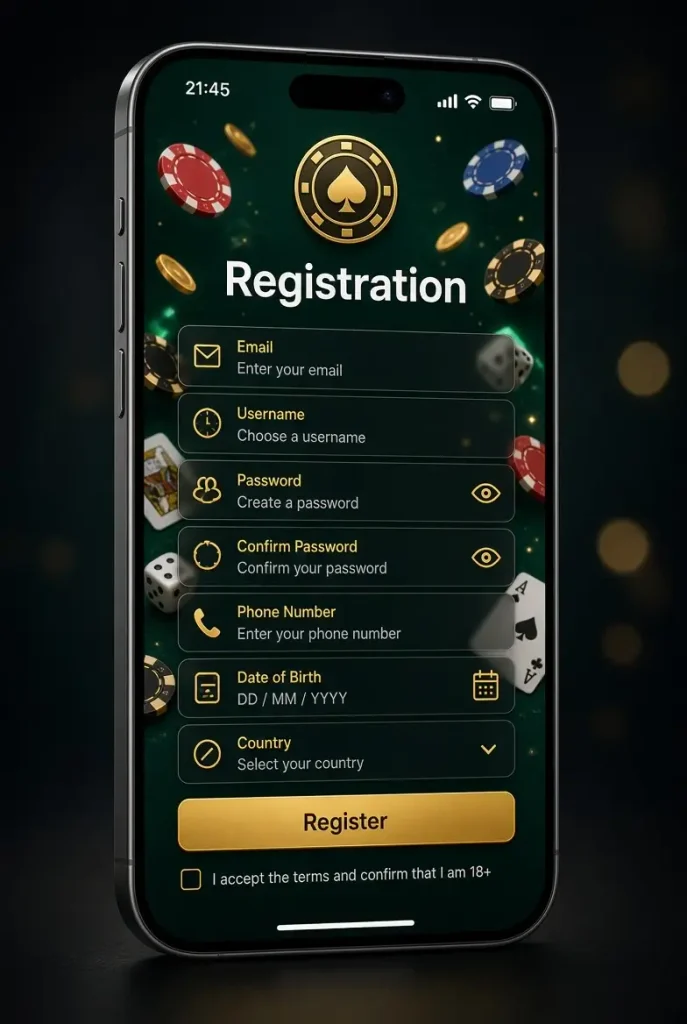 Mobile registration form on Alta Ficha